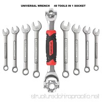 JOY COLORFUL Multifunction Universal Wrench  360 Degree Revolving Spanner  48 Tools In One Socket  Works with Spline Bolts Torx Square Damaged Bolts and Any Size Standard or Metric - B07CKW648L