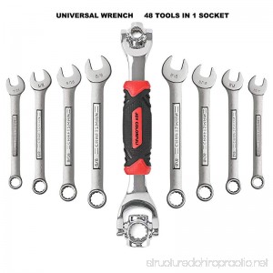 JOY COLORFUL Multifunction Universal Wrench 360 Degree Revolving Spanner 48 Tools In One Socket Works with Spline Bolts Torx Square Damaged Bolts and Any Size Standard or Metric - B07CKW648L
