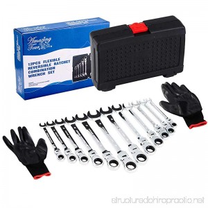 12 Pcs 8mm-19mm Flex-Head Ratcheting Wrench Tool Set Combination Spanners Flexible Amazing Tour - B079BCNPF8