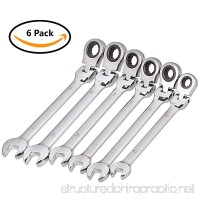 Acrux7 Flex Head Metric Ratchet Combination Wrench Set  6 Ratcheting Spanners: 8mm 9mm 10mm 11mm 12mm 13mm  Professional Handle Spanners for Metric Hex Nuts  Bolts and Standoffs - B077VNK9CV