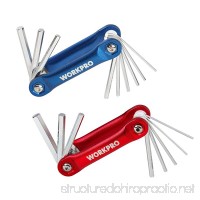 WORKPRO 17-piece Folding Hex Key Set SAE/Metric Aluminum Cover Blue and Red - B01H2YSF8A
