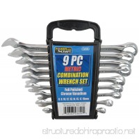Metric Wrench Set  9 Chrome Vanadium Combination Open End and Box End Wrenches with Organizer Storage Case - B076MDL7MW