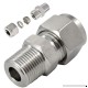Megairon DN15 1/2" NPT Male x 14MM Double Ferrule Compression Tube Fitting Stainless Steel SS304 Male Straight Adapter - B071F3GMJG