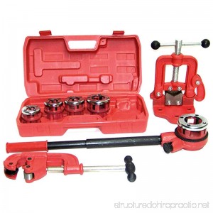 Pipe Threader Ratchet Type With 5 Dies + Pipe Cutter # 2 + Clamp On Pipe Vise #1 - B0176XZ9M2
