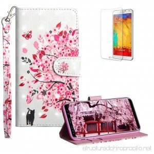 Funyye Strap Flip Cover for Samsung Galaxy S9 Stylish 3D Painted Pink Tree Magnetic Folio Wallet Leather Case with Credit Card Holder Slots PU Leather Cover for Samsung Galaxy S9 - B07DFWLVMB