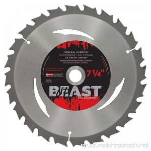 Lackmond Beast General Purpose Saw Blades with Anti-Kick Tooth - 7-1/4 Wood Cutting Tool with ATB Grind for Clean Shears & Expansion Slots For Reduced Heat Build Up - WGPB07024K - B074TJ115H