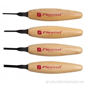 Flexcut Carving Tools 45 Degree Parting Micro Tool Set Razor Sharp High Carbon Steel Blades Set of 4 (MT600) - B016DBRLME