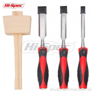 Hi-Spec All-In-One 4pc Hardened Steel Wood Chisel(1/2 3/4 1) & Beech Mallet Set for Woodcarving Carpentry Sculpting Framing Woodturning Touching Up Furniture Crafts & General Woodworking Tasks - B01N1I8SNG