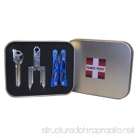 Swiss+Tech ST20023 Polished Stainless Steel/Blue Utility Key Tool  Micro Pocket Multitools Gift Tin  Set of 3 - B008XIQ5KA
