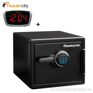 Sentry Safe 0.81 Cubic feet Fire and Water Safe Large Digital Safe SFW082F and Toucan City LED Alarm Clock - B07C5HYB9X