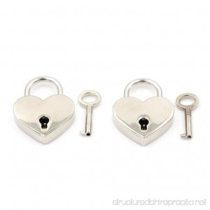 SNNplapla 2 Pcs Mini Metal Heart Shaped Padlock Luggage Bags Lock With Key - B07DWPF1SB