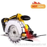 165mm Wood Cutting Tools Electric Hand Circular Saw  7000rpm Max Speed Rating Saw Blade with Lightweight Safety Guard  Guide Ruler  2000mAh Li-ion Battery and Charger Adapter Included (Yellow) - B07FKFLHF9