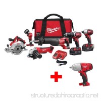 Milwaukee M18 18-Volt Lithium-Ion Cordless Combo Tool Kit (6-Tool) with Free M18 1/2 in. Impact Wrench with Friction Ring - B07G2VK3NB