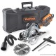 VonHaus 5.8 Amp Corded Ultra-Compact Circular Saw - 3 500 RPM with Miter Function  Dust Port  Carry Storage Case  Vacuum Hose and 2x 24T Wood Blade Kit - B072VLTG4S