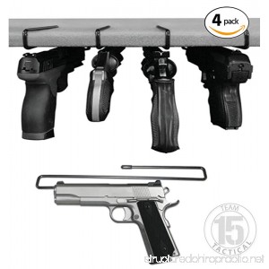 Handgun Pistol Hanger for Gun Safe Shelves / Shelving 4 pack - fits .22 and up 10.4 inches length - B01MYH3EN6