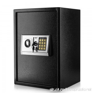 Flexzion Digital Electronic Safe Box Keypad Lock Security Cabinet with Hidden Wall Mount Anchoring 2 Keys For Gun Money Cash Deposit Jewelry Passport Valuable Home Office Hotel (14x12x20) - B077F7XTMZ