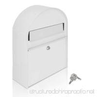 Serenelife Wall Mount Lockable Mailbox - Modern Outdoor Galvanized Metal Key Large Capacity  Commercial Rural Home Decorative  Office Business Parcel Box Packages Drop Slot Secure Lock - SLMAB15 White - B01LY6CSEP