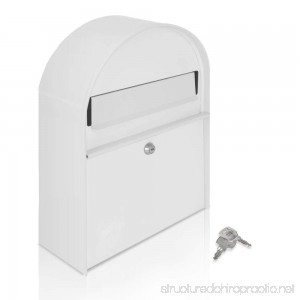 Serenelife Wall Mount Lockable Mailbox - Modern Outdoor Galvanized Metal Key Large Capacity Commercial Rural Home Decorative Office Business Parcel Box Packages Drop Slot Secure Lock - SLMAB15 White - B01LY6CSEP
