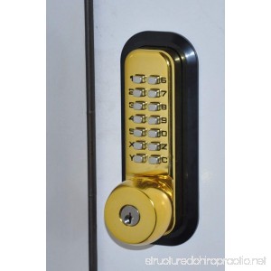 All-Weather Mechanical Keyless Deadbolt Door Lock Bright Brass - B00EYM680Q