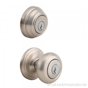 Kwikset 992 Juno Entry Knob and Double Cylinder Deadbolt (Keyed on both side) Combo Pack featuring SmartKey in Satin Nickel - B004EPYSH8