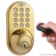 MiLocks QF-02P Keyless Entry Deadbolt Door Lock with Electronic Digital Keypad and RF Remote Control  Polished Brass - B01BK9K62G