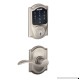 Schlage Connect Camelot Touchscreen Deadbolt with Built-In Alarm and Accent Passage Lever   Satin Nickel  FBE469NX ACC 619 CAM - B00D1M66NE