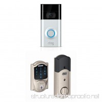 Ring Video Doorbell + Schlage Z-Wave Connect Camelot Touchscreen Deadbolt with Built-in Alarm  Satin Nickel  BE469 CAM 619  Works with Alexa via SmartThings  Wink or Iris - B07G3VRPTX