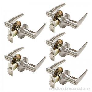 Gobrico Satin Nickel Privacy Locksets Keyless Interior Door Lever Hardware for Bath and Bedroom 5Pack - B01N4OVE44