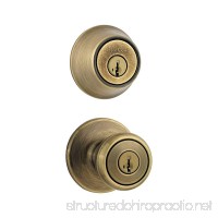 Kwikset 690 Tylo Entry Knob and Single Cylinder Deadbolt Combo Pack featuring SmartKey in Antique Brass - B005XVDPY4