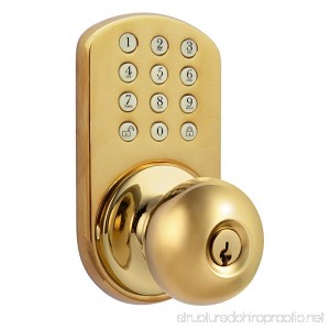 MiLocks TKK-02P Digital Door Knob Lock with Electronic Keypad for Interior Doors Polished Brass - B01HVAUZF6