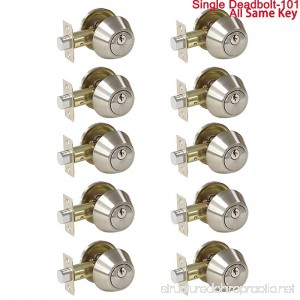 10 Pack Probrico Interior Bedroom Single Cylinder Deadbolt One Keyway Keyed Alike Same Key Safety Bolt Door Lock Lockset in Satin Nickel-Single Deadbolt-101 - B0773J6LMV