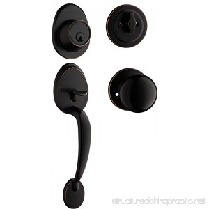 Berlin Modisch Single Cylinder HandleSet with Knob Door Handle (for Entrance and Front Door) Reversible for Right and Left Handed and a Single Cylinder Deadbolt Handle Set Oil Rubbed Bronze Finish - B077SKQKKD