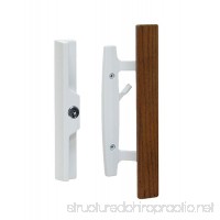 Lanai Sliding Glass Door Handle and Mortise Lock Set with Oak Wood Pull in White Finish Includes Key Cylinder Standard 3-15/16” CTC Screw Holes 1-1/2 Door Thickness - B00E0OQD2G