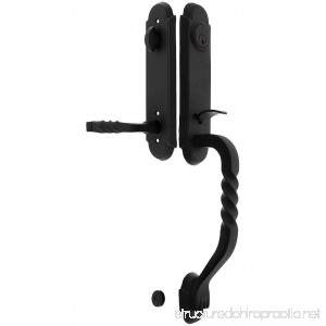 San Carlos Grip Wrought Steel Monolithic Style Tubular Handleset In Matte Black With Right Hand San Carlos Levers And 2 3/8 Backset. Antique Door Hardware. - B005U8VZHY