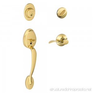 Schlage F60 V PLY 505 ACC Plymouth Handle Set with Accent Lever Interior Bright Brass - B003Y3I412