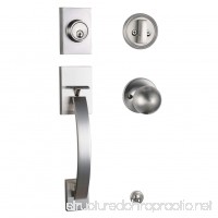 Single Cylinder HandleSet with Deadbolt and Both Knob Door Handle and Lever Door Handle for Entrance and Front door Reversible for Right and Left Handed Satin Nickel Finish MDHST2017SN-AMZ - B0798J7YHV
