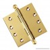 3 PK - Door Hinges 4 x 4 Extruded Solid Brass Ball Bearing Brass Hinge Heavy Duty Polished Brass (US3) Stainless Steel Removable Pin Architectural Grade Ball/Urn/Button Tips Included - B06ZZF9FBQ