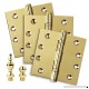 3 PK - Door Hinges 4" x 4" Extruded Solid Brass Ball Bearing Brass Hinge Heavy Duty Polished Brass (US3) Stainless Steel Removable Pin  Architectural Grade  Ball/Urn/Button Tips Included - B06ZZF9FBQ