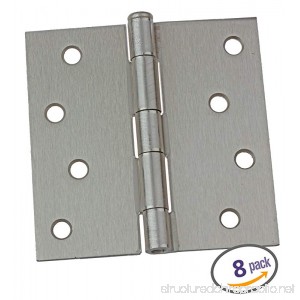 Dynasty Hardware 4 Door Hinges Square Corner Satin Nickel 8 - Pack - B01CD3XTYU