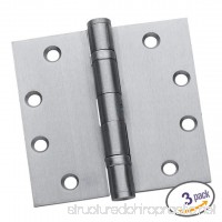 Dynasty Hardware Commercial Grade Ball Bearing Door Hinge 4-1/2 x 4-1/2 Full Mortise Stainless Steel  Non-Removable Pin - 3- PACK - B00OQTJ77I