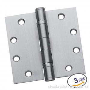 Dynasty Hardware Commercial Grade Ball Bearing Door Hinge 4-1/2 x 4-1/2 Full Mortise Stainless Steel Non-Removable Pin - 3- PACK - B00OQTJ77I