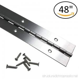 HEAVY DUTY 2 x 48 Stainless Steel Piano Hinge - .060 Thick - ¾ S.S. Screws Included - B07D7Y4YXR