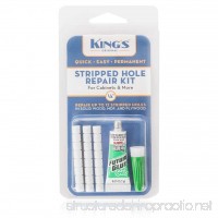 King's Original Stripped Hole Repair Kit for Cabinets & More | 1/4 Size Natural Color Plastic Dowel System | Permanently Fix Damaged Screw Holes in All Wood Types - B07CWXV2TY