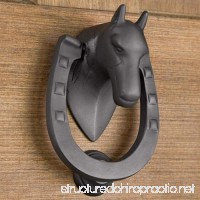Casa Hardware Brass Horse And Horseshoe Door Knocker - Dark Oil Rubbed Bronze - B07BZN5R5B