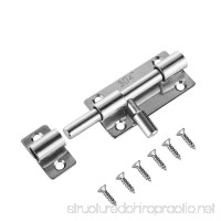 JQK Barrel Bolt Door Latch  304 Stainless Steel Thickened 1.4 mm  3 inch Silver  HBB100 - B07D1ZXP85