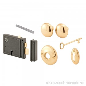 Prime-Line Products E 2478 Horizontal Trim Lock Set 3-3/8 in. Backset Cast Steel w/Brass Plated Knobs Keyed Alike Pack of 1 Set - B003C20CRO