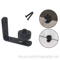 Barn Door Guide Stay Roller: Adjustable Bottom Wall Mount For Smooth And Quiet Sliding  With Full Installation ScrewsKit  Black And Discreet  Strong Steel  No Door Or Floor ScratchingAnd Damage - B073WXQWC3