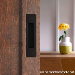 CCJH Invisible Door Handle for Sliding Barn Wooden Door Furniture Hardware Rectangle Shaped (Black) - B076JBJCK3