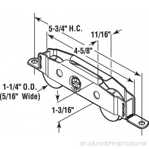 Slide-Co 13808-S Sliding Patio Door Roller Assembly 1-1/4 in. Wheel Diameter Steel Ball Bearing Wheels - B000BD6C4O