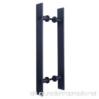 SMARTSTANDARD 14" Black Rustic Door Handle Set Two-Side Flat Bar to Bar Pull Handle for Sliding Barn Door  Gate Cabinet Garages Sheds - B0792SYJ3T